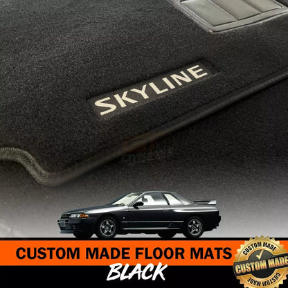 Custom Made Floor Mats Front For Nissan R32 Skyline in 1989-1993 GTS-T GTS GT-R BLACK