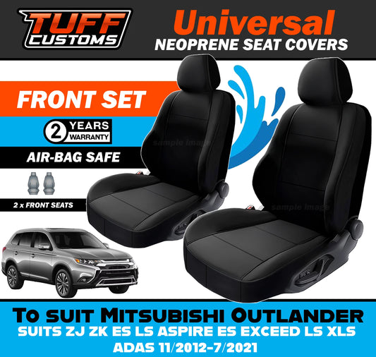 TUFF Customs Universal Neoprene Seat Covers Mitsubishi Outlander ZJ ZK ES LS ASPIRE ES EXCEED LS XLS ADAS 11/2012-7/2021