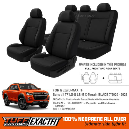 TUFF Customs EXACTFIT Neoprene Seat Covers Isuzu Dmax D-Max TF LS-U LS-M X-Terrain Blade 7/2020-2026 2 Rows
