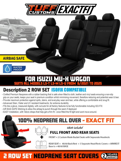 TUFF Customs ExactFit Neoprene Seat Covers Isuzu TF MU-X MUX LS-U LS-M LS-T 6/2021-2025 2 Rows