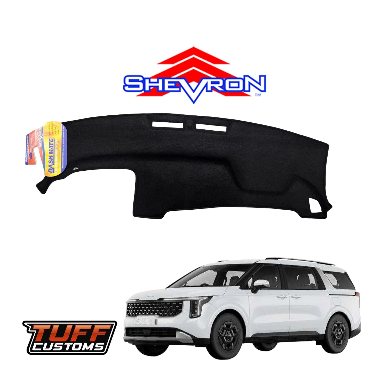 Shevron DASH MAT For Kia Carnival KA4PE S Sport NO HUD 5/2024-2025 DM1732 Black