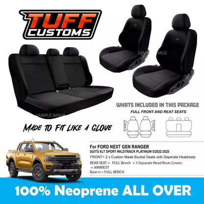 Tuff Customs Neoprene Seat Covers 2 Rows For FORD RANGER NEXT GEN XLT PLATINUM 5/2022-2025