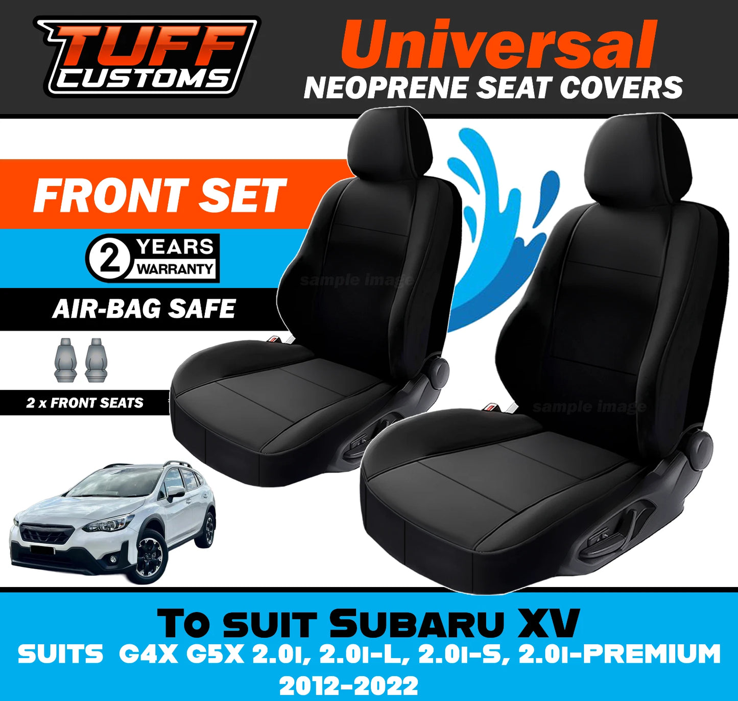 TUFF Customs Universal Neoprene Seat Covers Subaru XV G4X G5X 2.0i 2.0i-L 2.0i-S 2.0i-PREMIUM 2012-2022