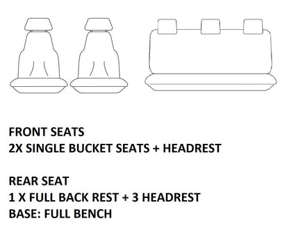 TUFF HD TRADE Canvas Seat Covers 2 Rows For Mazda BT50 UP XTR GT 2011-8/2015 Black