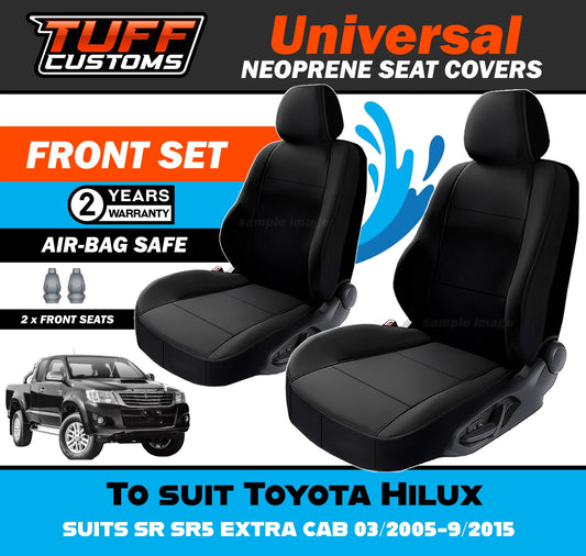 TUFF Customs Universal Neoprene Seat Covers For Toyota Hilux SR SR5 EXTA CAB 03/2005-9/2015