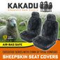 KAKADU Executive Front Sheepskin Seat Covers 3 Year Warranty 21mm AIRBAG CHARC