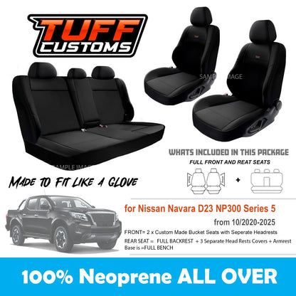 Tuff Customs Neoprene Seat Covers 2 Rows For Nissan Navara D23 NP300 S5 PRO-4X ST 10/2020-2024