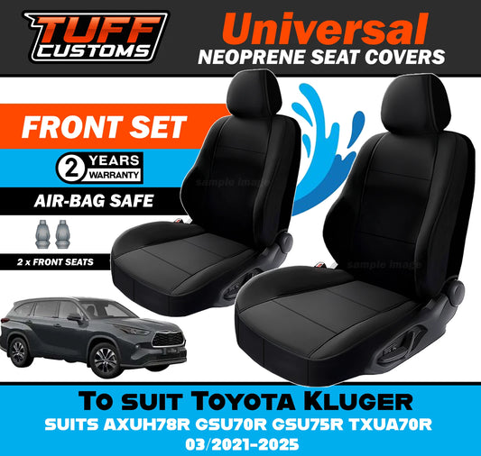 TUFF Customs Universal Neoprene Seat Covers For Toyota Kluger AXUH78R GSU70R GSU75R TXUA70R 03/2021-2025