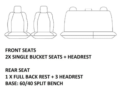 TUFF HD TRADE Canvas Seat Covers 2 Rows For Isuzu Dmax TF 4X2 SX 2014-6/2020 Charcoal