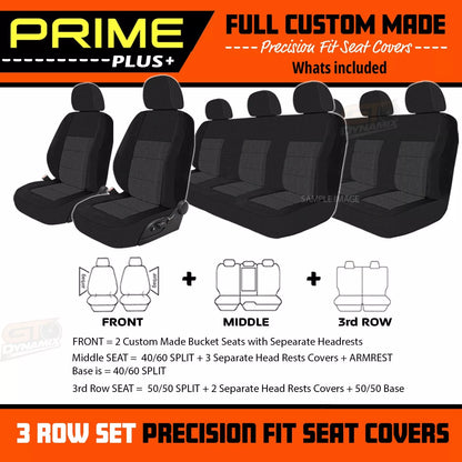 PRIME PLUS Seat Covers 3 Rows Black For Mitsubishi Outlander ZM LS Aspire Exceed 8/2021-2024