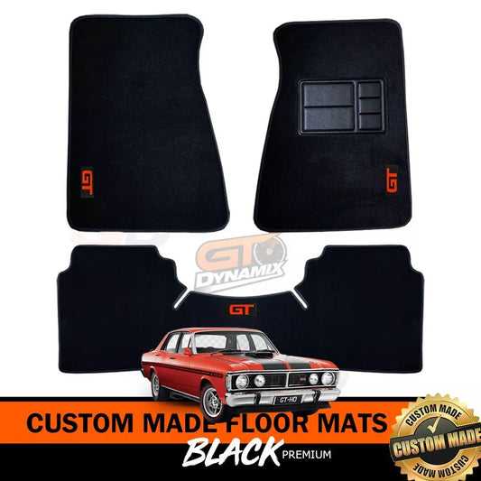 Custom Made Floor Mats 2 Row for Ford XY GT GTHO 1970-1972 RED LOGO BLACK