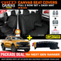 Tuff HD TRADE Canvas Seat Covers 2 Row + Dash Mat For Ford Ranger Next Gen WILDTRACK DM1652 Black