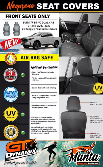 Manta Neoprene Front Seat Covers For Mazda BT-50 TF XTR GT BT50 7/2020-2025