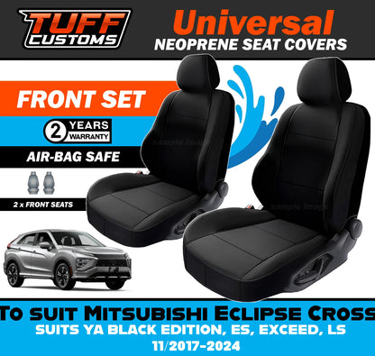 TUFF Customs Universal Neoprene Seat Covers Mitsubishi Eclipse Cross YA BLACK EDITION ES EXCEED LS 11/2017-2025