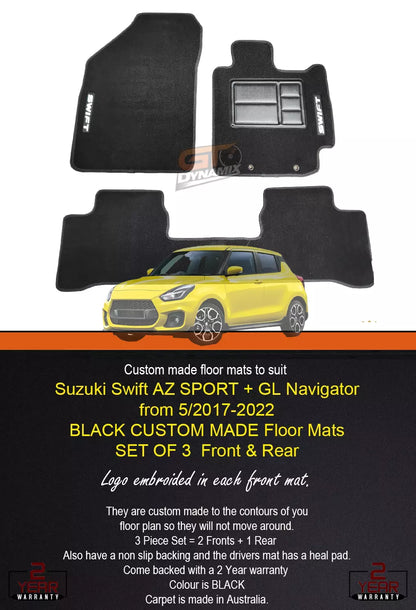 Custom Made Floor Mats for Suzuki Swift AZ SPORT GL Navigator 5/2017-2024 BLACK