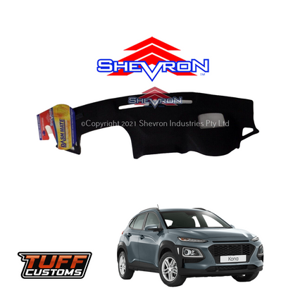 Shevron Black Dash Mat For Hyundai Kona OS Highlander w/ HUD 9/2017-2022 DM1482D
