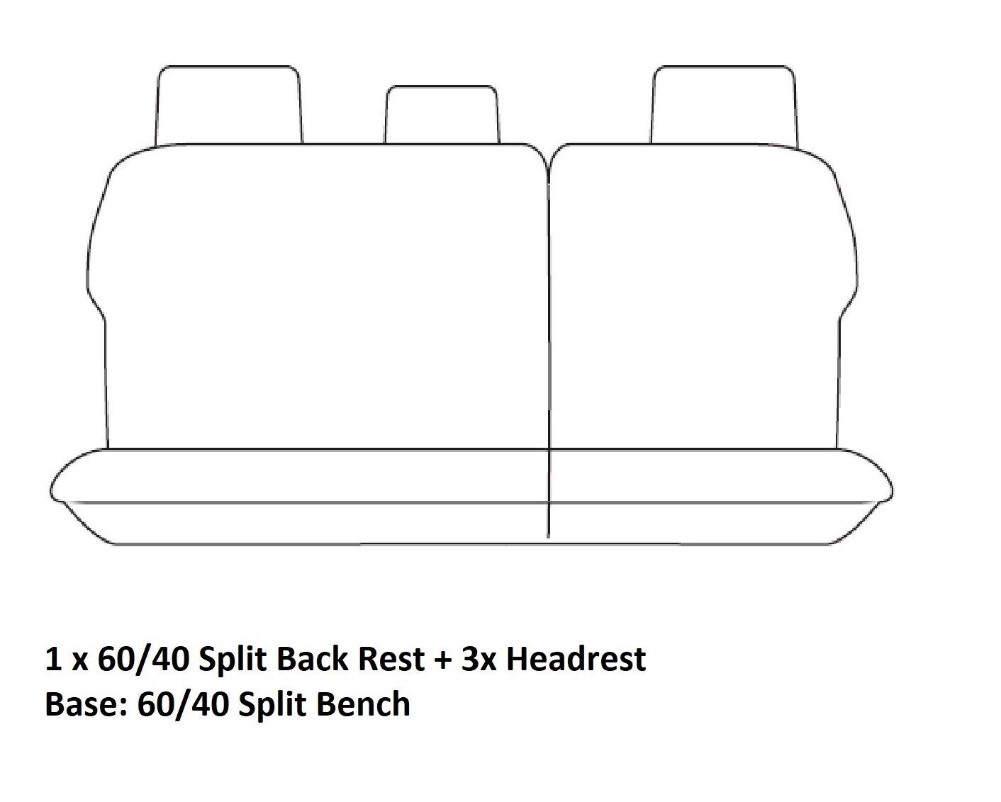 TUFF HD TRADE Canvas Seat Covers Rear For Toyota Landcruiser 200 Series GX 5 Seat 11/2011-2021 Black