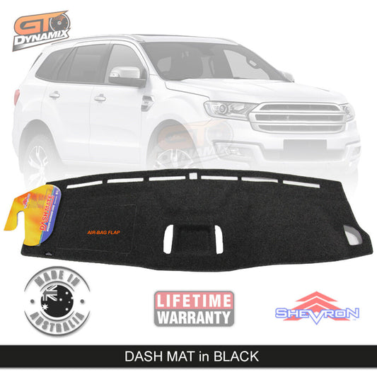 Shevron Black Dash Mat For Ford Everest UA Ambient w/ Centre Coin Tray 7/2015-5/2022 DM1405