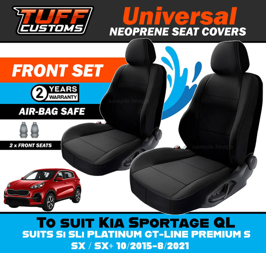TUFF Customs Universal Neoprene Seat Covers Kia Sportage QL Si SLi PLATINUM GT-LINE Si PREMIUM S SX SX+ 10/2015-8/2021