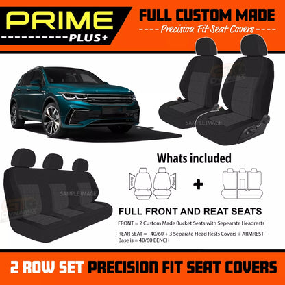 PRIME PLUS Seat Covers 2 Rows Black For VW Tiguan R-LINE Life 5N 2/2021-2025