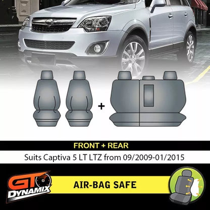 Premium Seat Covers 2 Rows Black For HOLDEN CAPTIVA 5 CG LT LTZ 9/2009-8/2017