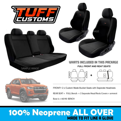 Tuff Customs Neoprene Seat Covers 2 Rows For Isuzu D-MAX TF LS-U LS-M X-TERRAIN 2021-2024