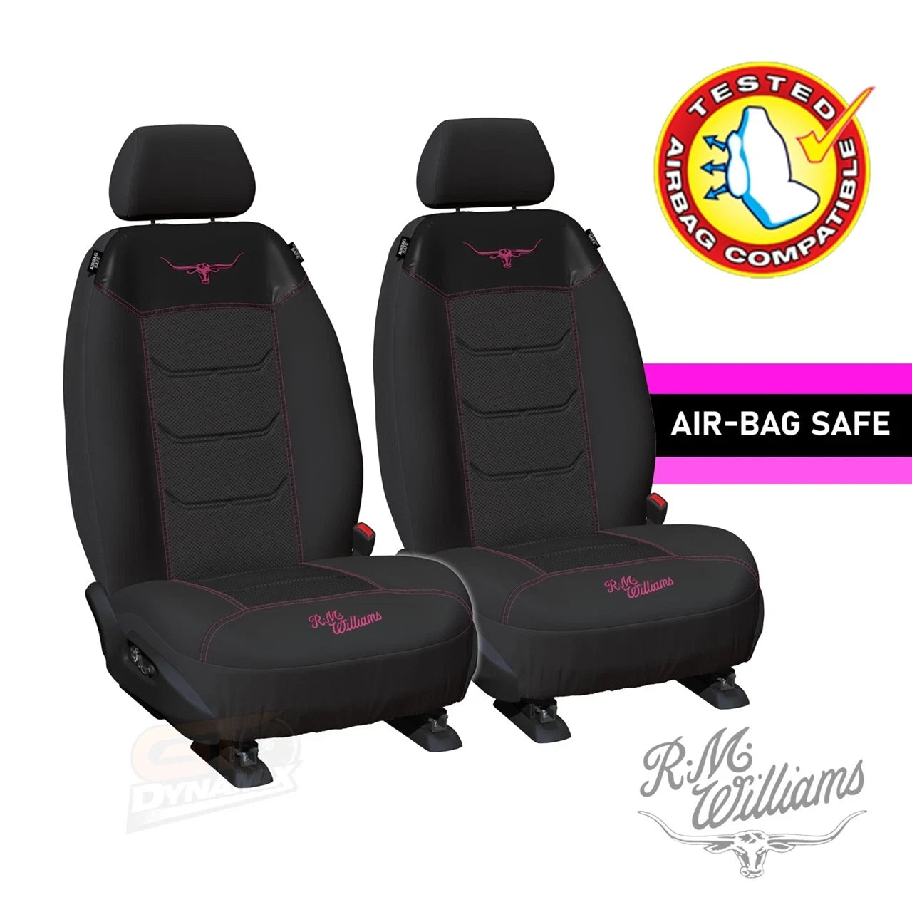 RM Williams Longhorns Universal Mesh Seat Covers FORD RANGER PX EXCLUDES RAPTOR DUAL CAB 6/2015-6/2022 Black or Pink