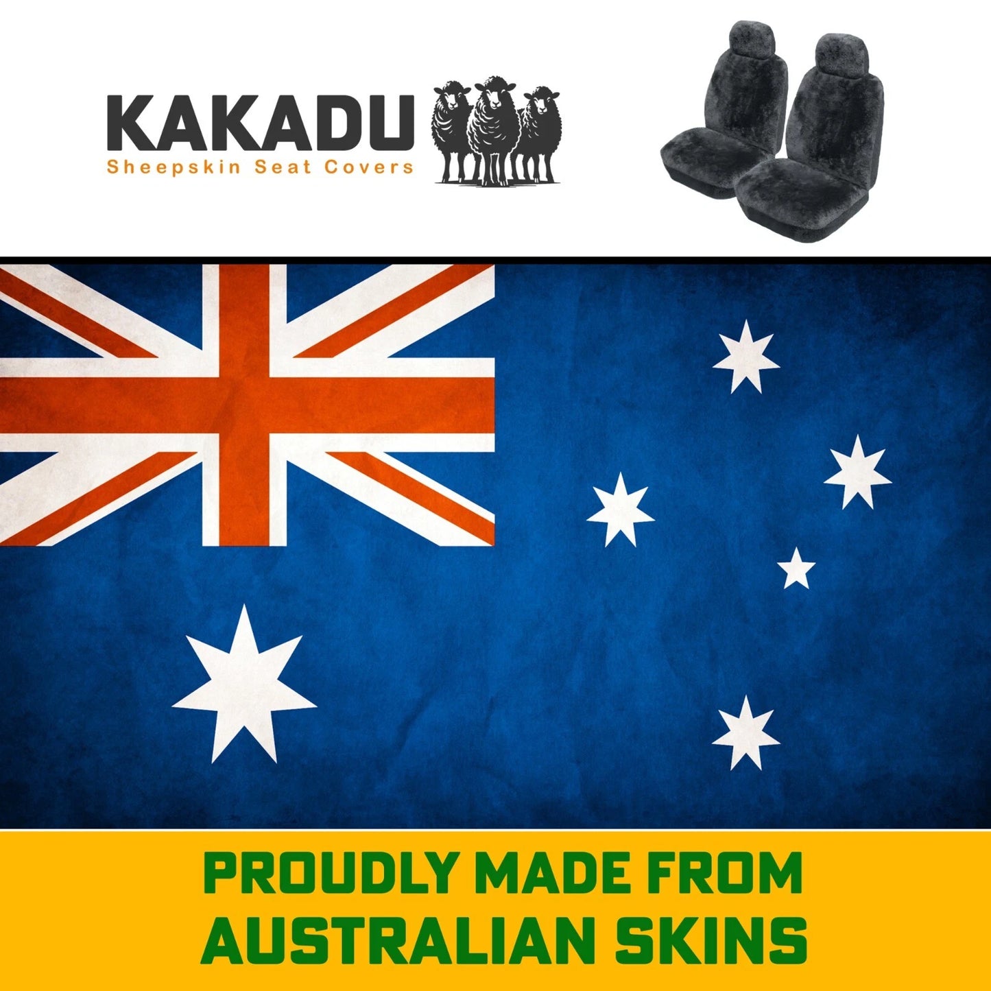 KAKADU LUXURY Universal Sheepskin Car FRONT Seat Covers Black For JEEP CHEROKEE KJ LIMITED SUV 2005-2/2008