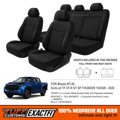 TUFF Customs EXACTFIT Neoprene Seat Covers Mazda BT-50 TF SP GT XT-R THUNDER 7/2020-2026 2 Rows