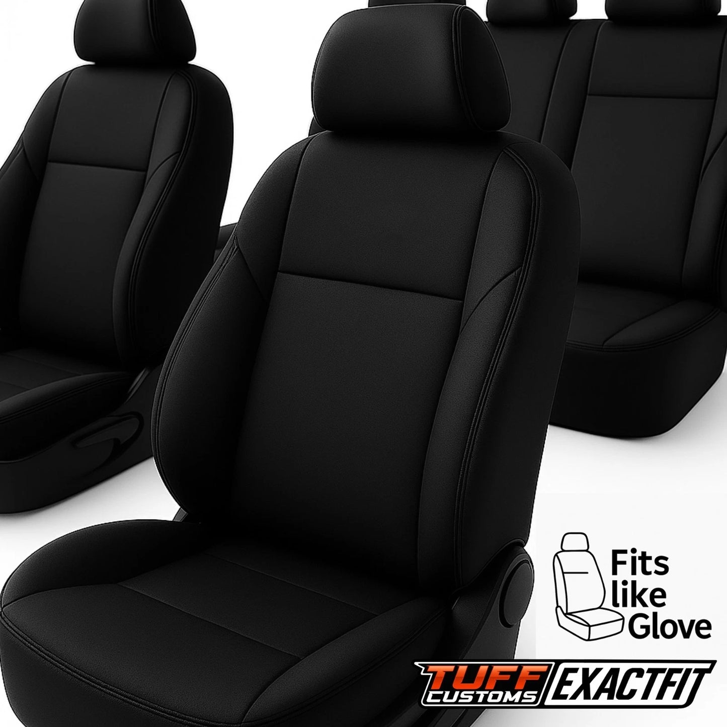 TUFF Customs EXACTFIT Neoprene Seat Covers + Shevron Dash Mat DMO1652 Orange Stitching For Ford Wildtrack 2022-2025 Orange Stitch