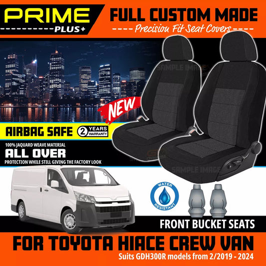PRIME PLUS Seat Covers Front For Toyota Hiace Crew Cab GDH300R 2/2019-2024 Black
