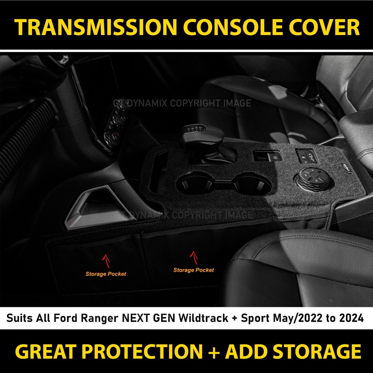 Shevron Transmission Console Cover For Ford Ranger XLT V6 Large Gear Selector 5/2022-2024