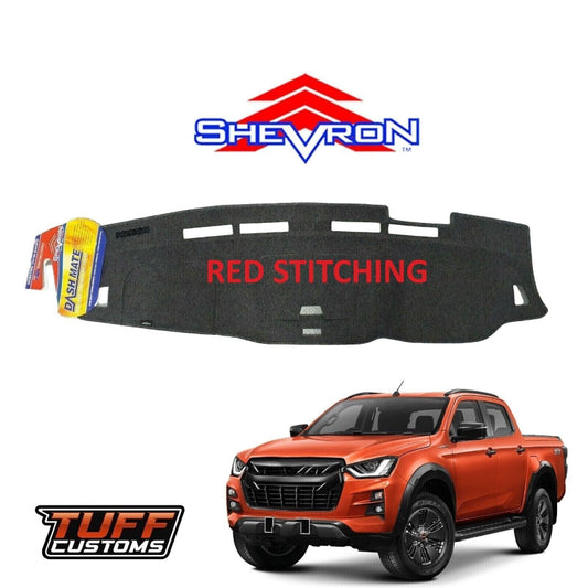 Shevron Black Dash Mat + Red Stitching For Isuzu D-Max LS-M LS-U X-Terrain w/ Centre Lid 7/2020-2024 DMR1589
