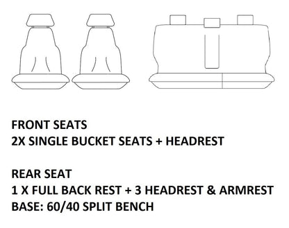 TUFF HD TRADE Canvas Seat Covers 2 Rows For Isuzu Dmax TF LS LS-U LS-M 2012-2020 Black
