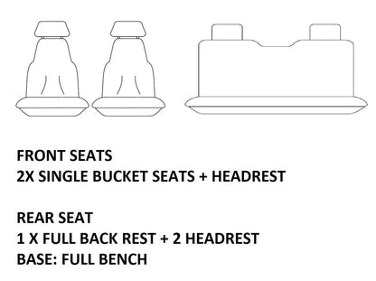 TUFF HD TRADE Canvas Seat Covers 2 Rows For Holden Rodeo RA 5 SEAT 2003-2008 Black