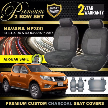 Premium Seat Covers 2 Rows Charcoal Grey For Nissan Navara NP300 DX RX SL ST 2015-2017