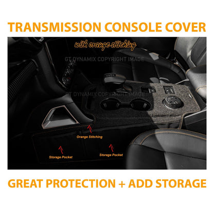 Shevron Transmission Console Cover + Orange Stitching For Ford Ranger Wildtrak Sport Small Gear Selector 5/2022-2024