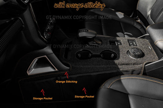 Shevron Transmission Console Cover + Orange Stitching For Ford Ranger Wildtrak Sport Small Gear Selector 5/2022-2025