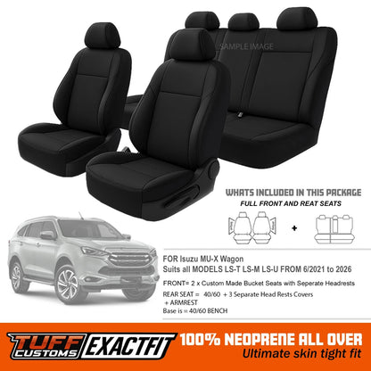 TUFF Customs ExactFit Neoprene Seat Covers Isuzu TF MU-X MUX LS-U LS-M LS-T 6/2021-2025 2 Rows