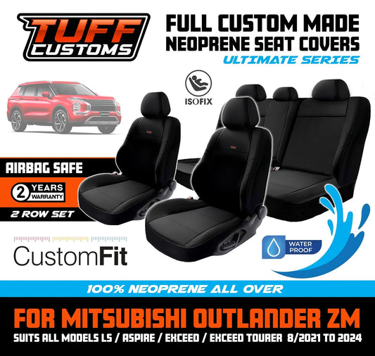 TUFF Customs Neoprene Seat Covers 2 Rows For Mitsubishi ZM Outlander LS Aspire Exceed 8/2021-2024