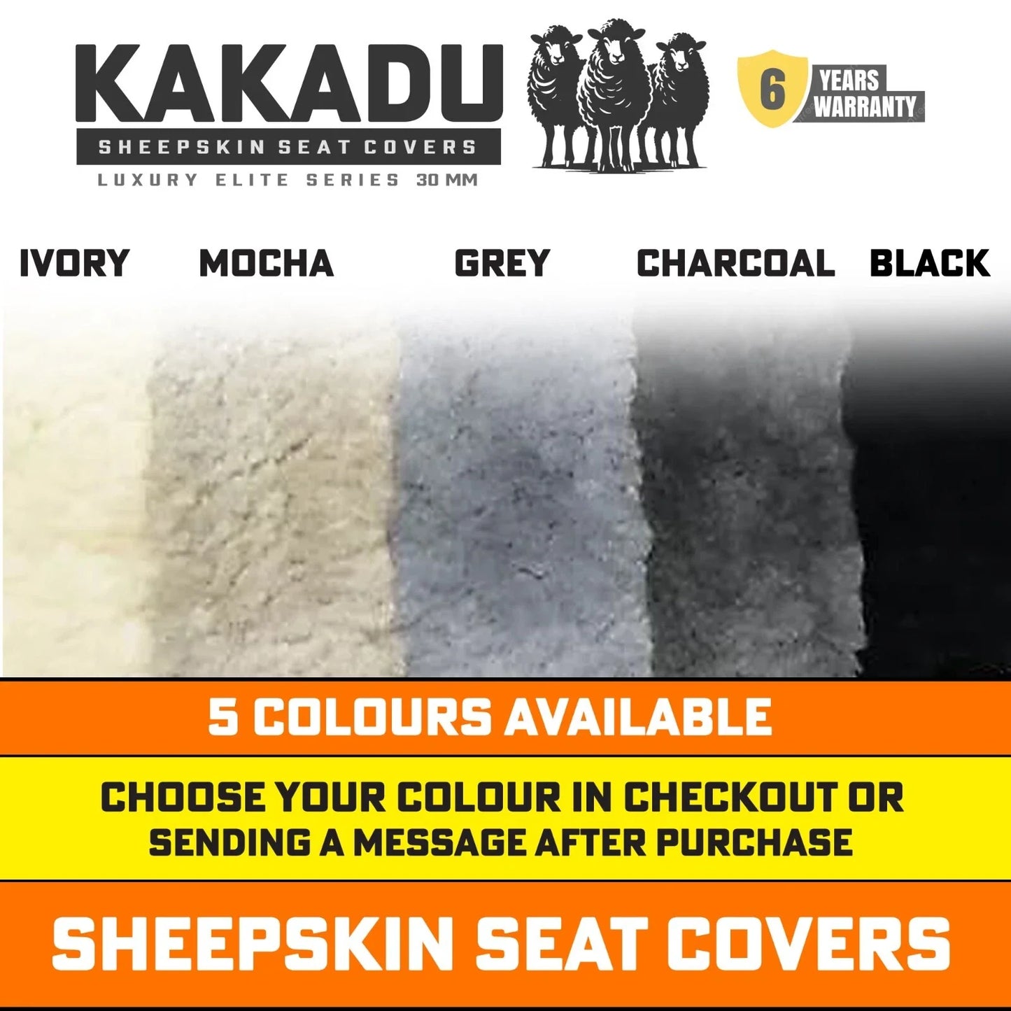 KAKADU Luxury Elite Universal Sheepskin Seat Covers JEEP CHEROKEE KL EXCLUDING NIGHT EAGLE 6/2014-2/2022 5 Colours Available