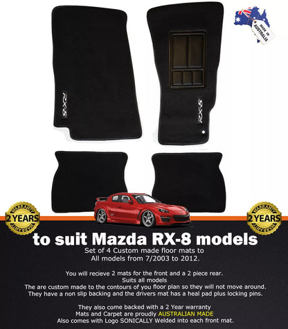 Custom Made Floor Mats 2 Rows MAZDA RX-8 Rotary 07/2003-2012 BLACK