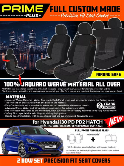 PRIME PLUS Seat Covers 2 Rows Black For Hyundai i30 PD PD2 Active Elite SR 3/2017-2024