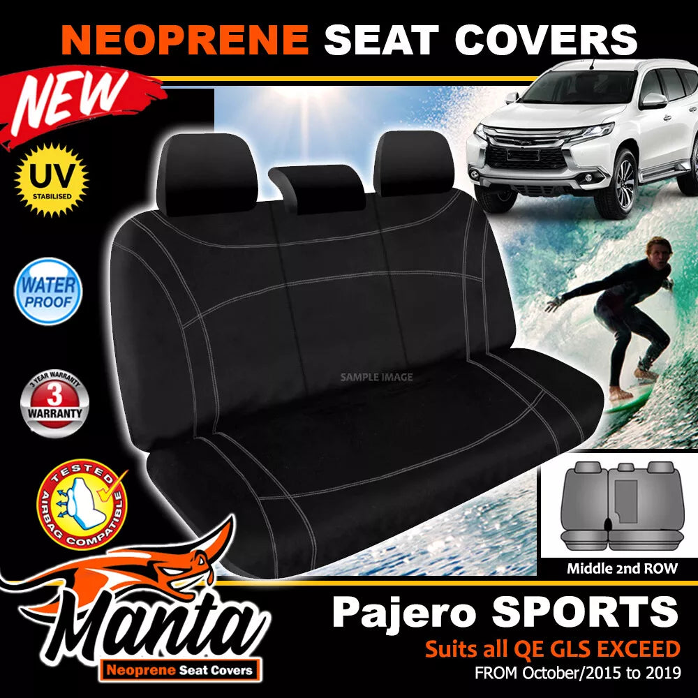 Manta Neoprene Middle Row Seat Covers For Pajero Sports GLS GLX EXCEED 10/2015-2019