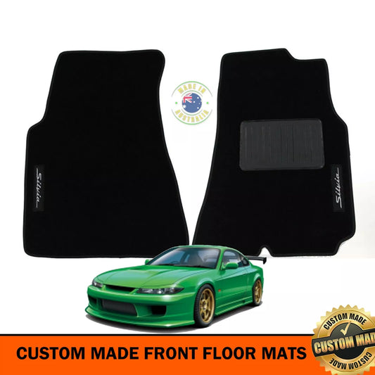 Custom Made Floor Mats Front For Nissan S15 Silvia with SILVIA Badge Black