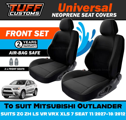TUFF Customs Universal Neoprene Seat Covers Mitsubishi Outlander ZG ZH LS VR VRX XLS 7 SEAT 11/2007-10/2012