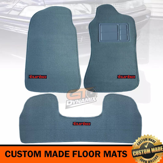 Custom Made Floor Mats Set of 3 Turquoise with RED Badge VL TURBO Calais BT1 Berlina SL