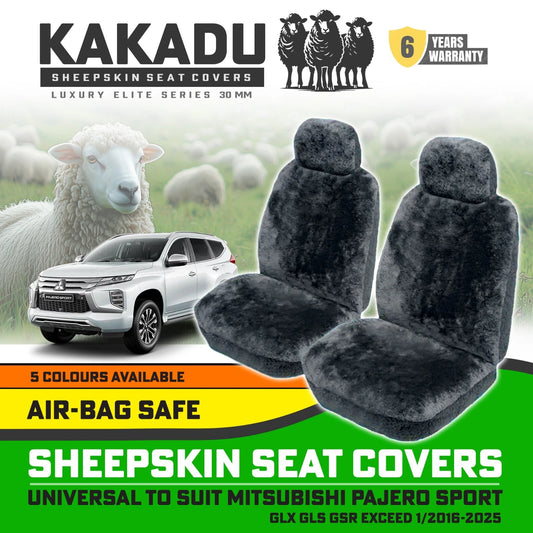 KAKADU Luxury Sheepskin Seat Covers Suits  Mitsubishi  Pajero SPORT GLX GLS 2016-2025 30mm 5Colours 6YR