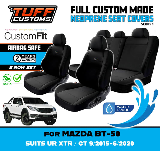 TUFF Customs S1 Neoprene Seat Covers 2 Rows For Mazda BT-50 UR XT XTR BT50 10/2015-2020