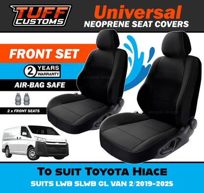 TUFF Customs Universal Neoprene Seat Covers For Toyota Hiace LWB SLWB GL VAN 2/2019-2025